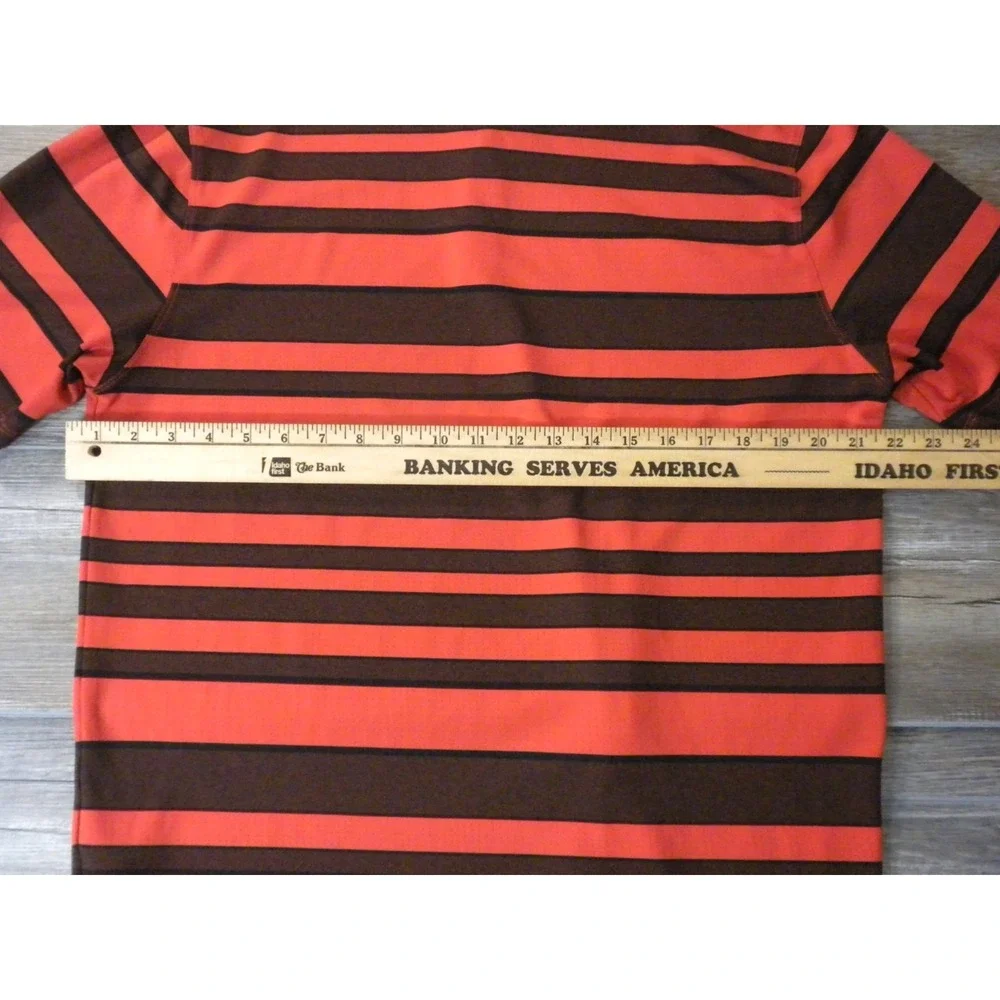 Nike Golf Polo Shirt Mens L Orange Black Tour Performance Dri-Fit Striped VTG